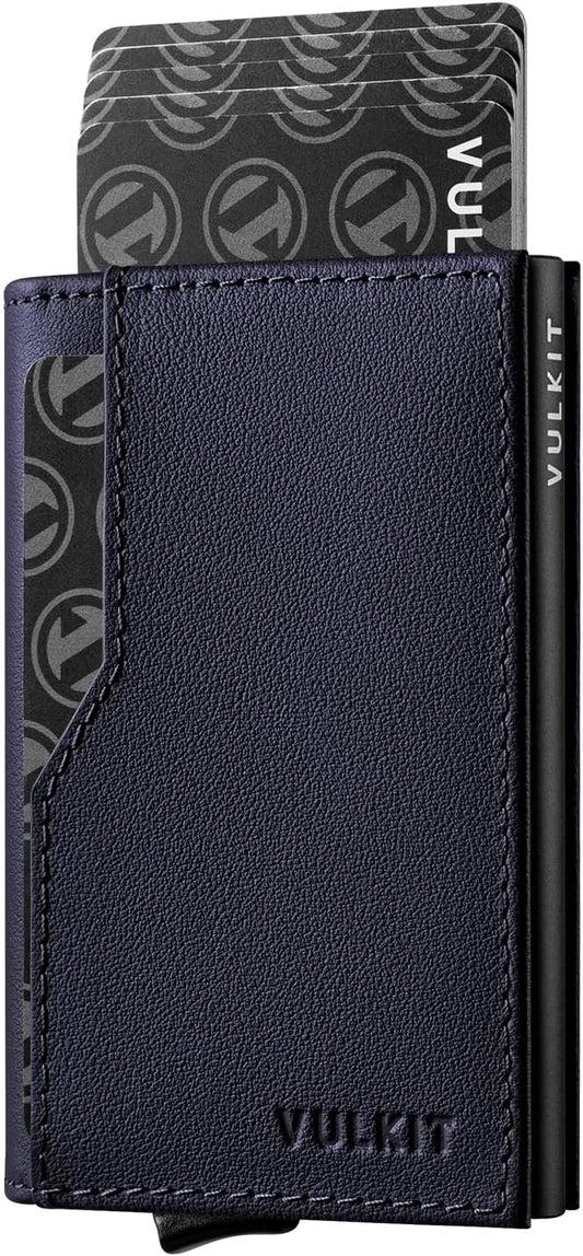 VULKIT Card Holder Wallet with Double ID Windows RFID Blocking Pop Up Wallet Minimalist Design for 12 Cards