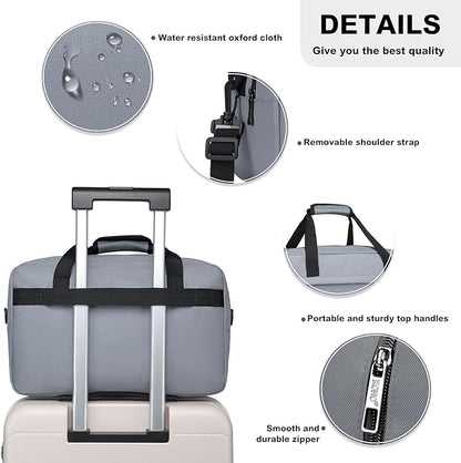 Kono Travel Duffel - 20L Under Seat Carry-On Sports Tote Gym Weekender Overnight Bag - 15.75"x9.84"x7.87" Light Gray