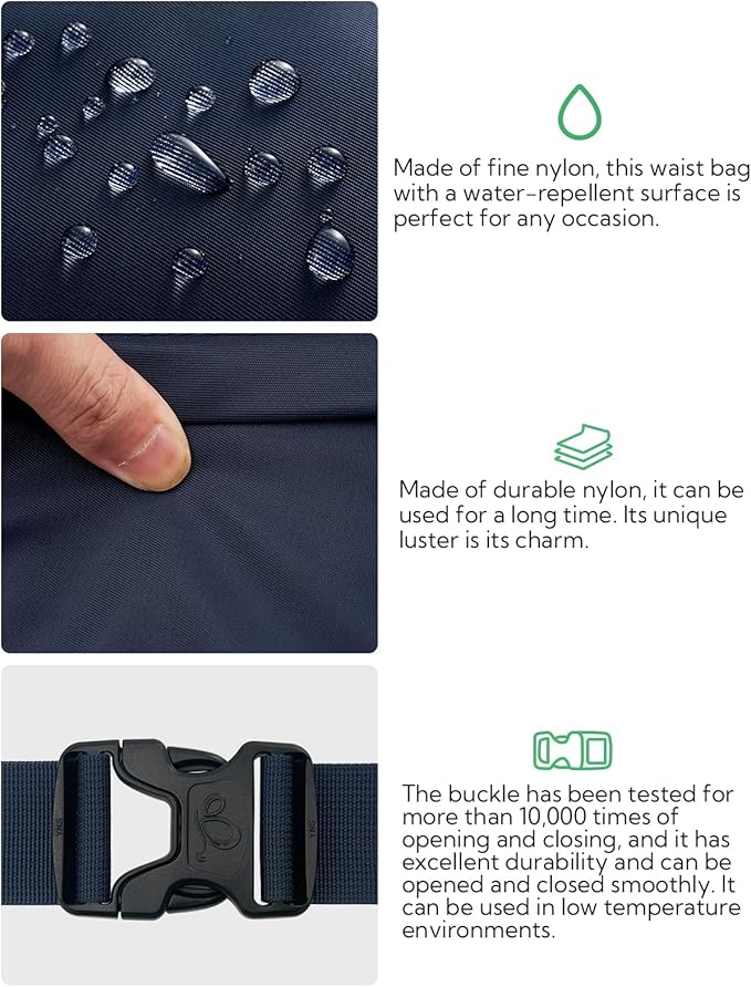 WATERFLY Fanny Pack Waist Packs: Large Crossbody Fanny Packs for Women Men with 5 Zipper Pockets Adjustable Strap Waist Bags Hip Pack for Traveling Cycling Running Hiking-Navy Blue