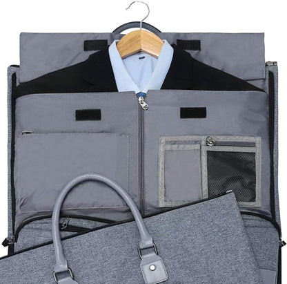 Modoker Convertible Garment Bag with Toiletry Bag, Carry On Garment Duffel Bag for Men Women Travel, Multi-Function Suit Bag 2 in 1 Hanging Suitcase, Grey