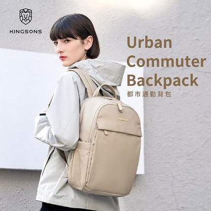 Kingsons Slim Travel Backpack With Luggage Strap,Black Business Backpack, Waterproof Nylon Commuter Bag for Work & Travel,Hiking, Red，Khaki (KS25002-Black-US-1)