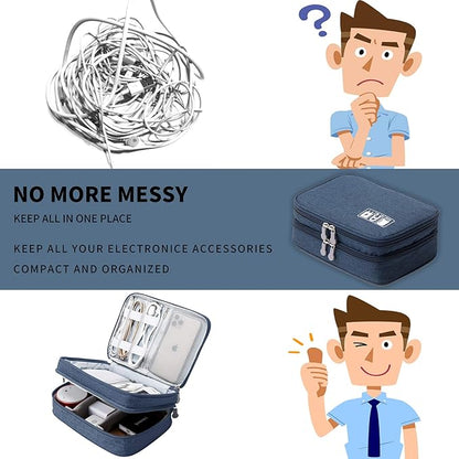 mygreen Electronic Organizer Travel Cable Organizer Bag for Hard Drives, Cables, Charger, Phone, USB, SD Card Dark Blue