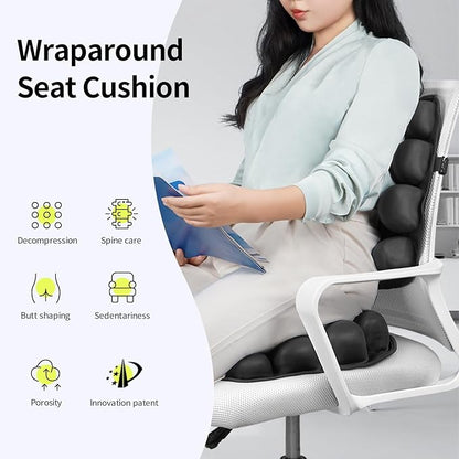 Inflatable Travel Cushion Airplane Seat Pad with Lumbar Support - 3D Air Cushion for Office, Car, Wheelchair - Perfect for Long Flights, Pressure Relief & Travel Comfort - Black
