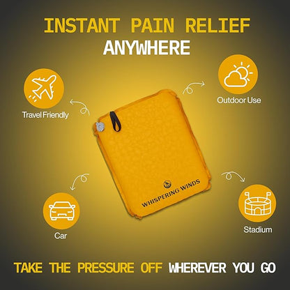 Whispering Winds Inflatable Seat Cushion - Comfortable Blow-up Foam Pad for Airplane, Travel, Stadium, Outdoors, Camping, Car & More