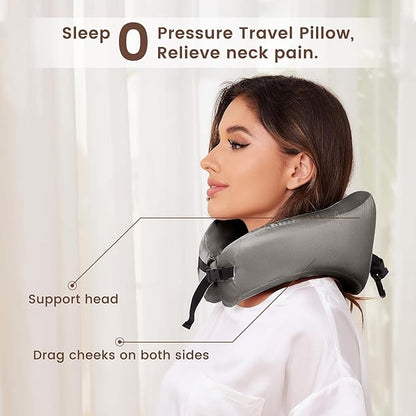 THXSILK 100% Mulberry Silk Neck Pillow for Traveling, Pure Memory Foam Travel Pillow for Airplanes, Travel Neck Pillow for Sleeping, Head and Neck Support, Includes Storage Bag (Charcoal)