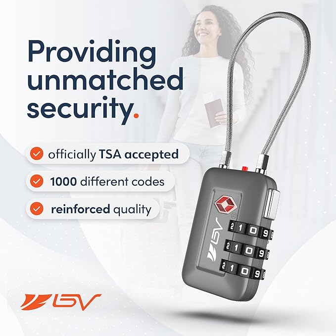 TSA Accepted Luggage Travel Lock, Set-Your-Own Combination Lock for School Gym Locker, Luggage Suitcase Baggage Locks, Filing Cabinets, Toolbox, Case (Slate Gray, 4 Pack)