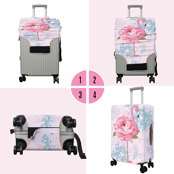 Travel Luggage Cover Suitcase Protector Fits 18-32 Inch Wheel Covers PatternedTravel Related Items Flower Luggage Protector Elastic L