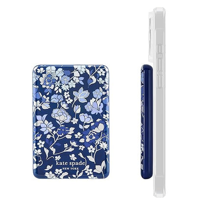 kate spade new york MagSafe Portable Charger Power Bank 5000mAh - iPhone Charger for Fast Charging - Magnetic Wireless Battery Pack with USB-C Port - Flowerbed Blue