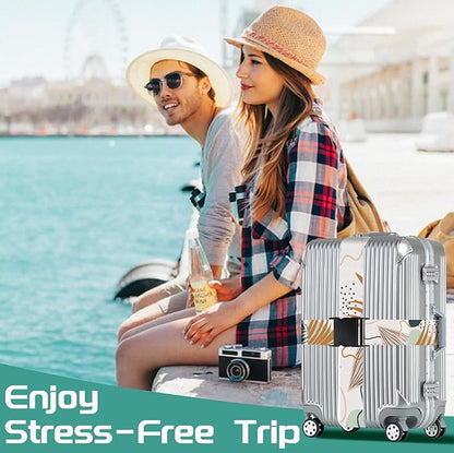 Slohif Luggage Straps for Suitcases Travel Belt Accessories Luggage Connector Identifiers Over Handle with Buckle Unique Boho Nylon Adjustable Strap for Sleeping Bag Car Seat Color Leaf (2 Pack)