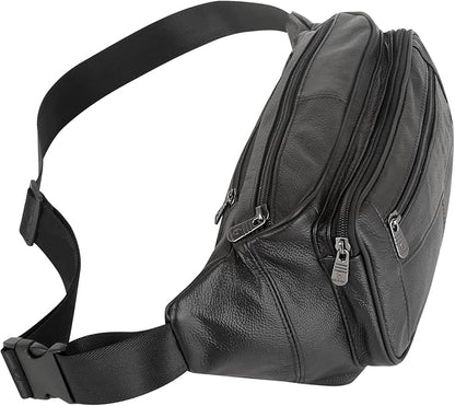 Genuine Leather Fanny Pack/Waist Bag/Organizer with Adjustable Belt, Multiple Pockets For Men and Women
