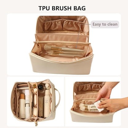 Travel Makeup Bag Toiletry Bag for Women Large Cosmetic Travel Bag Makeup Storage Box Skincare Organizer Vanity Organizer Bag Multi-Function Makeup Organizer with Compartments Travel essentials
