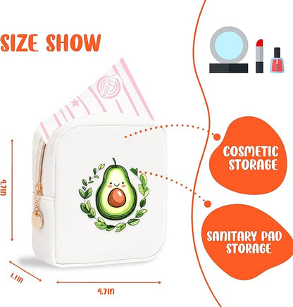Avocado Mini Makeup Bag, Avocado Gift For Women Girls, Cute Portable Zipper Pouch Cosmetic Bag For Teen Girls Kids, Small Storage Bag For Sanitary Pad, Period napkin bag!