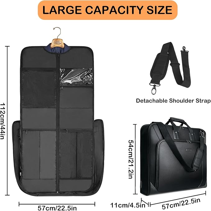 Noozion Garment Bag for Travel Large Carry On Suit Bag Hanging Travel Suit Bags Waterproof Suitcase Luggage Bag for Men Women Business Trips with Shoulder Strap