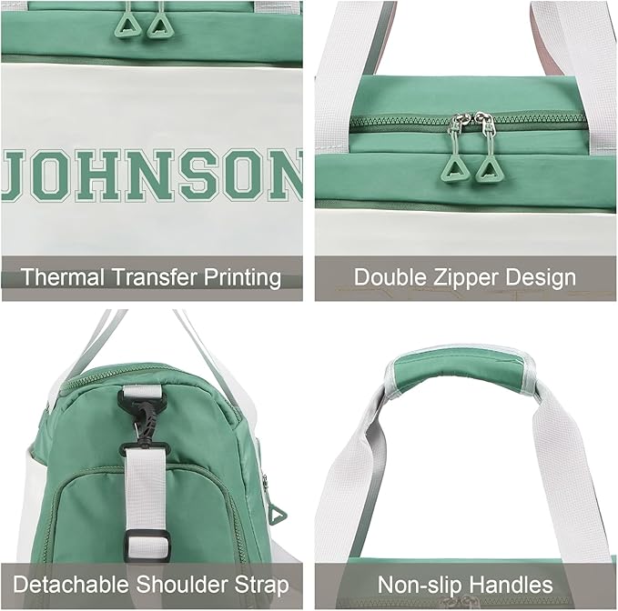 Personalized Duffel Bag Custom Sport Gym Travel Bags Embroidered Name Text Customized Dry Wet Separated Weekend Waterproof Bag for Women Men (A-Green)