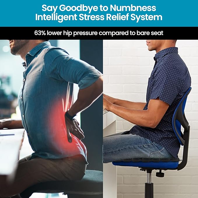 Sondor Travel Cushion, Inflatable seat Cushion, Suitable for Airplane Seats, Long-Distance Travel, Office wheelchairs and Other Portable seat Cushions (Black)