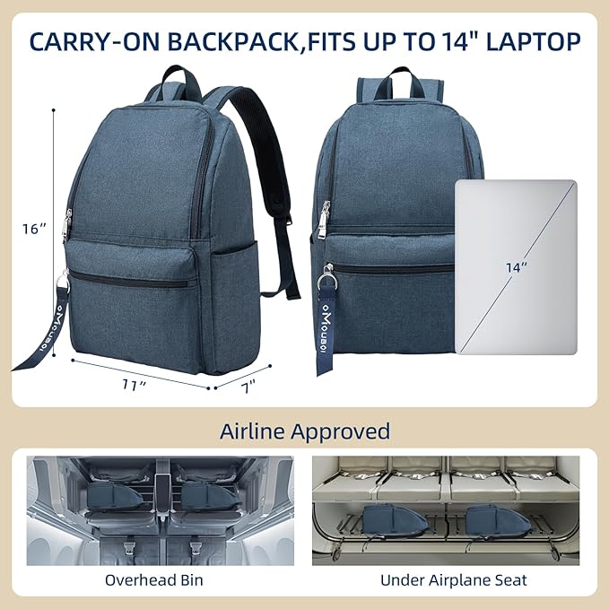 OMOUBOI Casual Daypacks Superbreak Backpack 14 inch Laptop Backpack for Women & Men Fits Tourism Business (Blue)