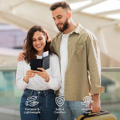 VULKIT Leather Passport Travel Wallet for 2 Passports Pocket Slim Double Passport Holder RFID Blocking with ID Window for Women or Men