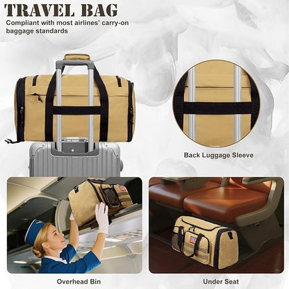 Tactical Duffle Bag For Travel Expandable 52L Large Duffle Bag For Men Gym Duffel With Wet Pocket Multi-Functional Carry On Bags Weekender Overnight Bag Organizer Duffel Bag For Travel