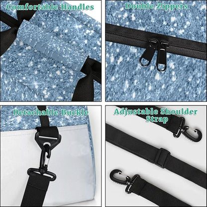 Personalized Kids Sports Duffel Bag with Name Custom Weekender Overnight Bag for Boys Girls Gym Bag Travel Dance Gymnastics Duffel Bag, Cyan Glitter