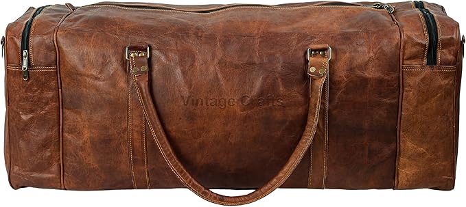 Leather Duffel Bag Large 32 Inch Single Pocket | Travel Tote Carryon Bag Gym Sports Weekender Overnight | Duffle Bag For Men and Women