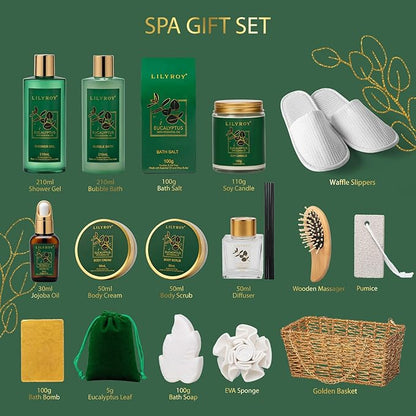 18-Piece Christmas Gifts for Women - Luxury Spa Gift Basket Set Bath and Body Care Kit for Women & Men | Perfect Gift for Mother's Day Fathers Day Birthday Gifts Great for Holidays & Special Occasions