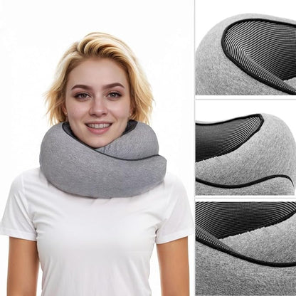Travel Neck Pillow for Airplane, Memory Foam Travel Neck Pillow, Adults turtle neck pillow Ergonomic Support for Airplane Car Home Office Sleep, Packable Compact Portable Adults Turtle Pillows (Grey)