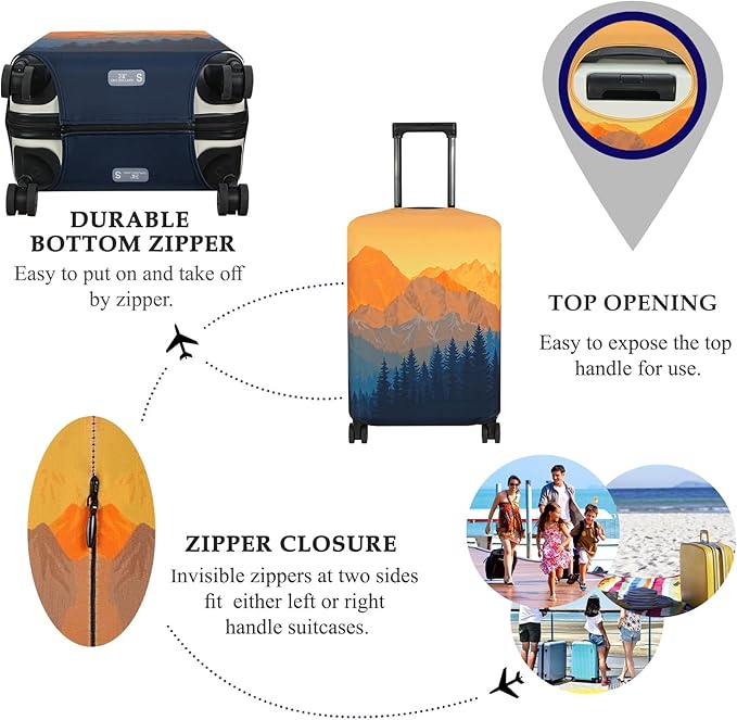 Explore Land Travel Luggage Cover Suitcase Protector Fits 31-32 Inch Case (Amber Mountains, XL)