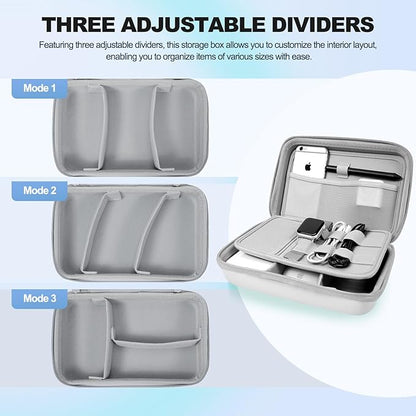Hard Travel Electronic Organizer Case for Power Bank Chargers Cables USB Flash Drive SD Card Electronics & Backpack Organizer Travel Case Small Portable Accessories Bag, white