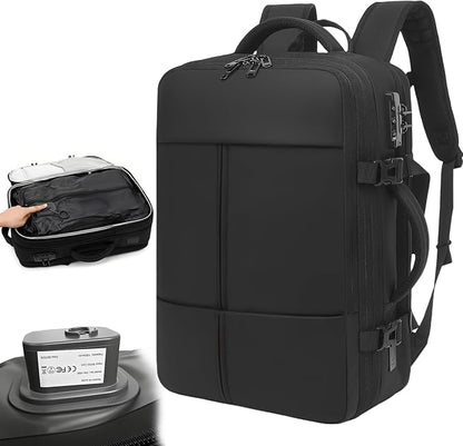 Vacuum Seal Travel Backpack W/Pump Built-in - 60L Water-Resistant Carry-On Vacuum Backpack Travel Bag Expandable Air Compression System with TSA Lock Fits19 Laptop (Black)