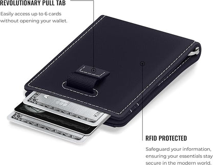 Kings Loot Trackable Airtag Wallet for Men | RFID Blocking Leather Design with Airtag Holder, Money Clip & Pull Tab | Minimalist Air Tag Wallets