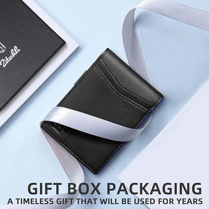 Zitahli Money Clip Wallets for Men,Slim Bifold Wallet 10-12 Cards, Mens Leather Wallet with ID Window,RFID Blocking Thin Minimalist Credit Card Holder,Gifts for Him