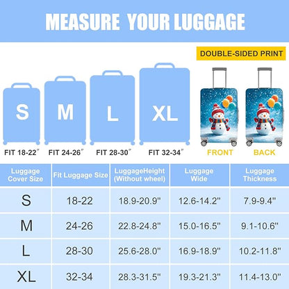 Snowman with Balloons Luggage Cover, Washable Christmas Suitcase Cover, Travel Suitcase Protector Anti-scratch Bag Cover,XL