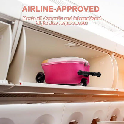 VLIVE Kids Scooter Luggage with Backpack 2-in-1 Set, 30L Ride-On Suitcase + 10L Backpack, Durable EVA Material, Lightweight Foldable, Wheels for Girls Aged 4-8, Mermaid Design