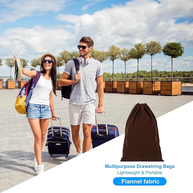 PATIKIL Shoe Dust Bag, 16 Pack Duster Flannel Shoes Pouch with Drawstring Washable Breathable Travel Shoe Bags for Home Luggage Storage, 12x17" Brown