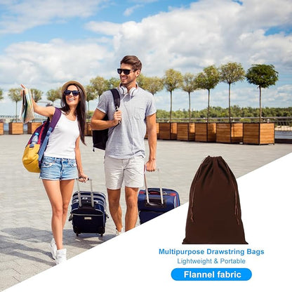 PATIKIL Shoe Dust Bag, 16 Pack Duster Flannel Shoes Pouch with Drawstring Washable Breathable Travel Shoe Bags for Home Luggage Storage, 12x17" Brown