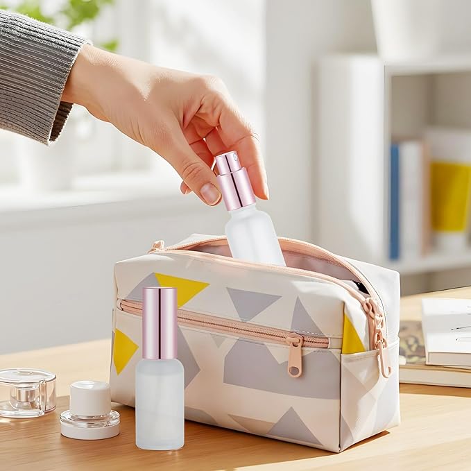 Roshtia 30 Pcs 1 oz/ 30 ml Rose Gold Glass Spray Bottle Refillable Perfume Atomizer Clear Decorative Empty Bottles with Fine Mist Sprayer Pump for Face Body Travel