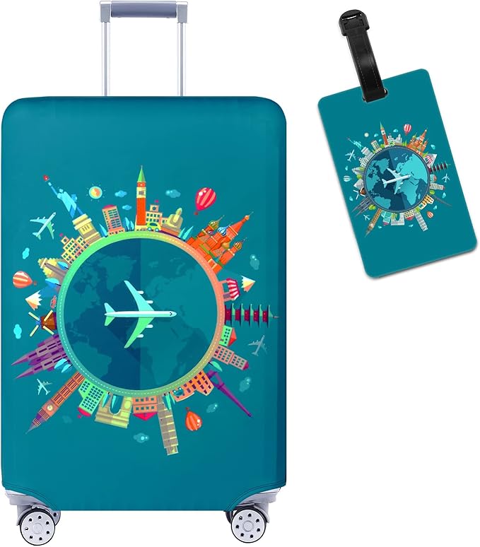 Travelkin Luggage Covers With Tag For Suitcases Tsa Approved,Suitcase Covers Protector Fit 18-32 Inch Luggage M(22-25inch suitcase)