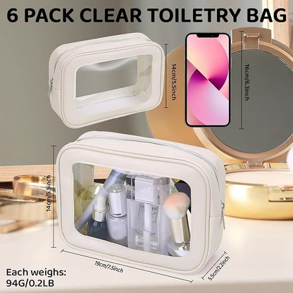 8 Packs TSA Approved Toiletry Bags Clear Toiletry Bags for Travel PVC Makeup Pouch Waterproof Quart Size Clear Cosmetic Bag with Zipper for Airport Airline Compliant Bag Women Men Travel Bathroom