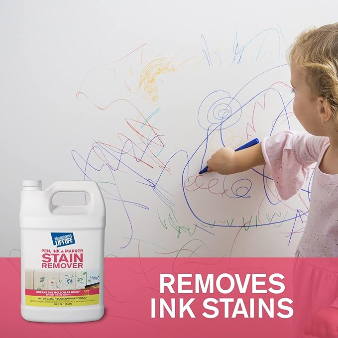 Motsenbocker's Lift Off 41001 Pen, Ink & Marker Stain Remover – Removes Nail Polish, Makeup, and Dyes From Walls, Countertops, Tile, and More, Pre-Wash Laundry Treatment – 1 Gallon