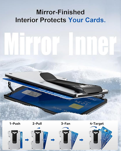 Minimalist Wallet for Men, Metal Wallet with Money Clip, Slim Compact Wallet, RFID Blocking Card Holder, Metal Aluminum Credit Card Holder, Holds up to 20 Cards