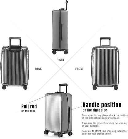 No Disassembly Suitcase Covers for Luggage - 24 Inch Clear Luggage Cover Protector, Gray PVC Luggage Protector Suitcase Cover