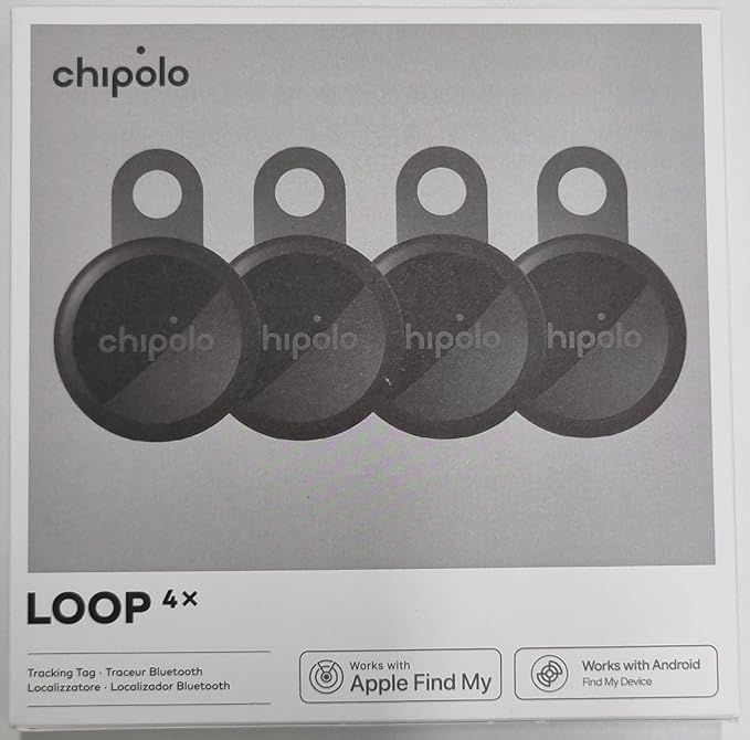 Chipolo LOOP - Rechargeable Bluetooth Tracker for Key and Pocket Location, Compatible with Apple or Google, Call Your Phone & Out of Range Alerts for Android