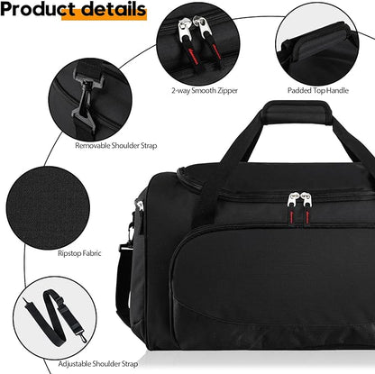 Gym Bag for Men - 55L Black Durable Large Duffle Bag for Travel, Workout, Fitness & Sport