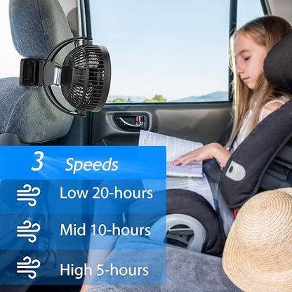 Portable Magnetic USB Clip on Fan - 6 Inch 5000mAh Rechargeable, 3 Speed, 720° Adjustable, Personal Desk Fan for Bedroom, Camping, Golf Cart, Office