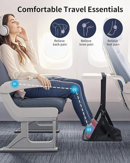 SAIJI Foot Hammock for Plane Travel, Upgraded Airplane Foot Hammock for No Feet or Leg Clashing, Portable Airplane Foot Rest with Warm & Privacy Cover, Long Flight Air Travel Essentials to Relax Feet