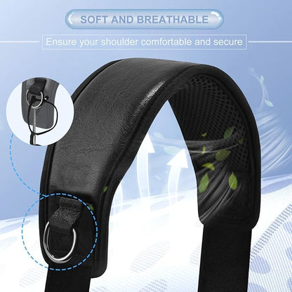 ZINZ Bag Shoulder Strap 78" with Ultra Cushion Breathable Pad,Durable Strap with Double Adjustable Buckles and Metal Hooks for D-ring Bags,Ideal for Individuals 5'11"and Taller,Black