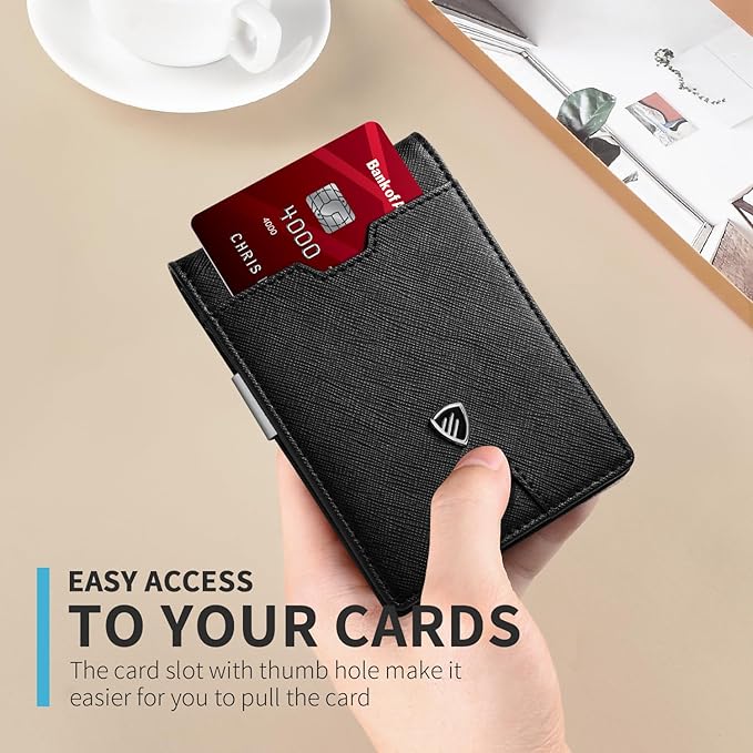 RUNBOX Mens Slim Wallet with Money Clip RFID Blocking Bifold Credit Card Holder for Men with Gift Box