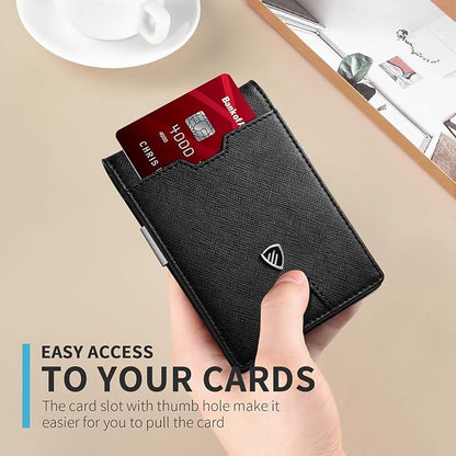 RUNBOX Mens Slim Wallet with Money Clip RFID Blocking Bifold Credit Card Holder for Men with Gift Box