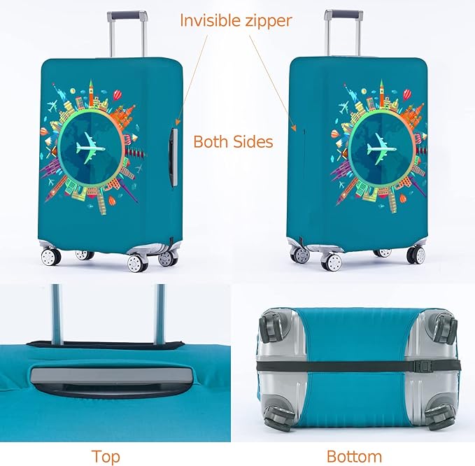 Travelkin Luggage Covers With Tag For Suitcases Tsa Approved,Suitcase Covers Protector Fit 18-32 Inch Luggage M(22-25inch suitcase)