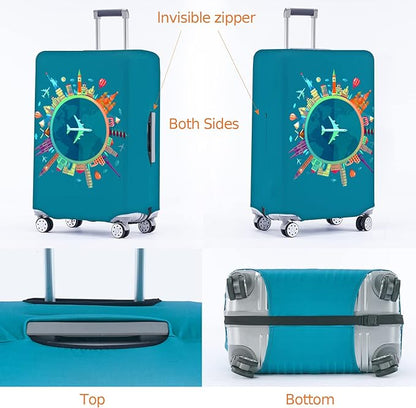Travelkin Luggage Covers For Suitcase Tsa Approved,Suitcase Cover Protector Fit 18-32 Inch Luggage (Dreaming Blue, L)